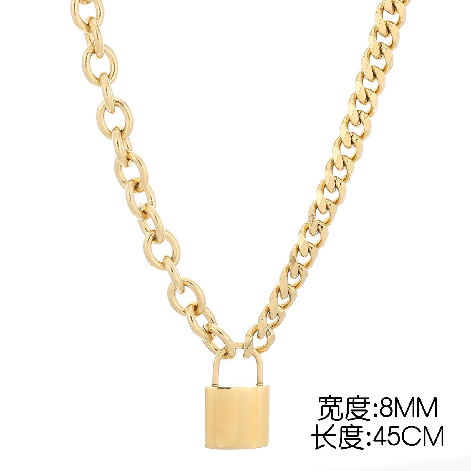 Fashion Splice Chain Lock Head Pendant Bracelet for Men Women Special Stainless Steel Gold Color Necklace Polished Jewelry
Fashion Splice Chain Lock Head Pendant Bracelet for Men Women Special Stainless Steel Gold Color Necklace Polished Jewelry