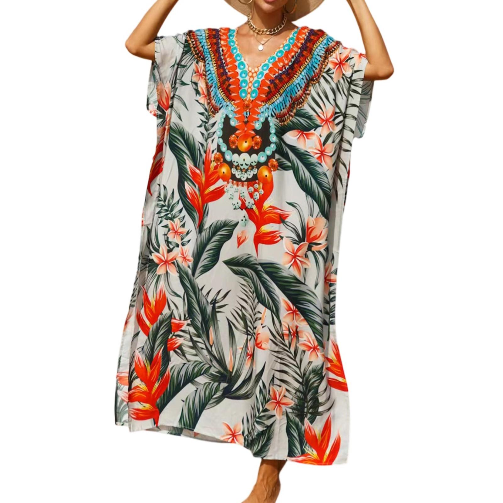 Жіноча сукня, барвисті квіткові принти, вільний халат для відпустки, бікіні, сонцезахисний халат One Size
Жіноча сукня, барвисті квіткові принти, вільний халат для відпустки, бікіні, сонцезахисний халат One Size