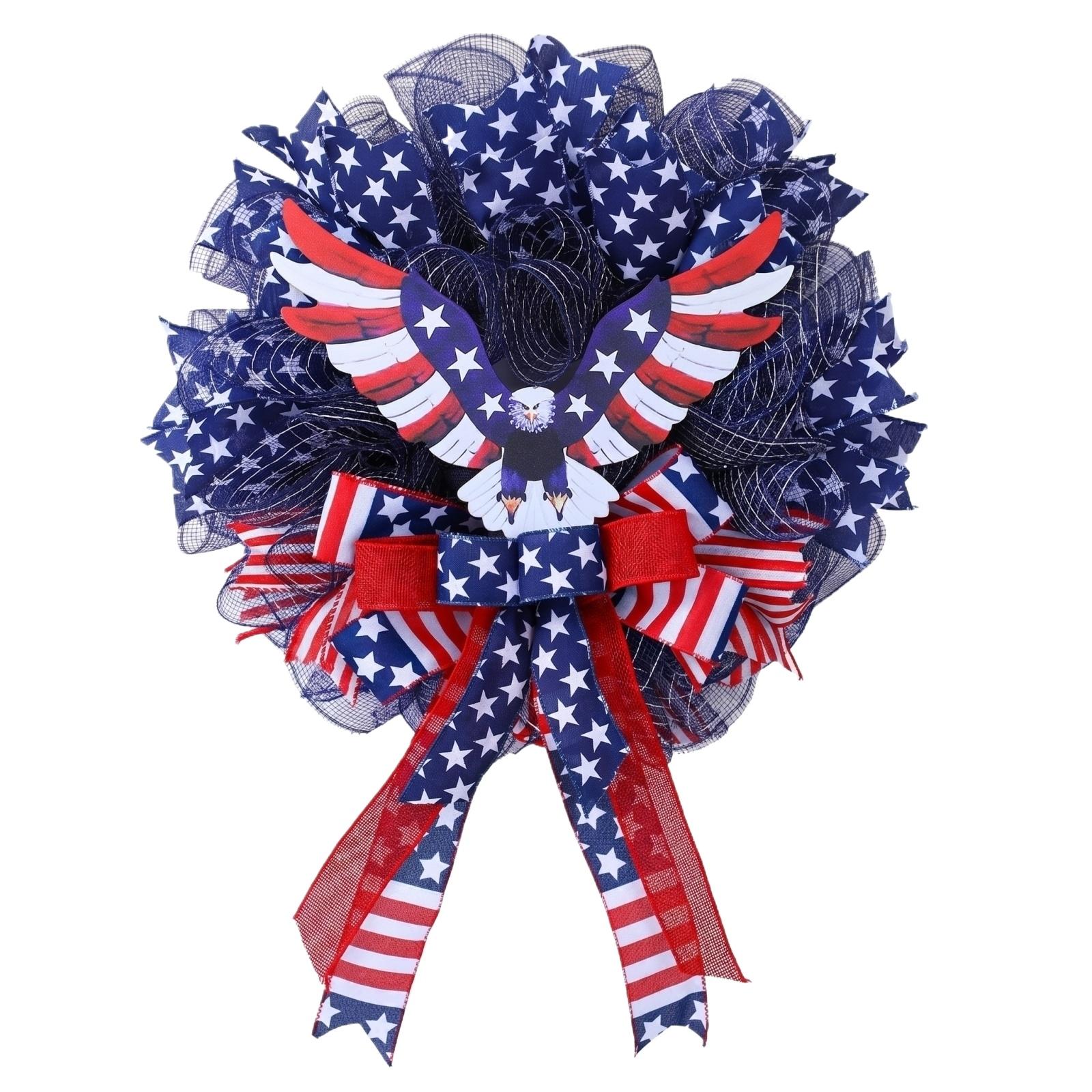 45CM Patriotic Wreath Decoration American Flag Inspired Door Hanging Home Window Holiday Front Door Wreath with Eagle and Ribbon Design One Size
45CM Patriotic Wreath Decoration American Flag Inspired Door Hanging Home Window Holiday Front Door Wreath with Eagle and Ribbon Design One Size