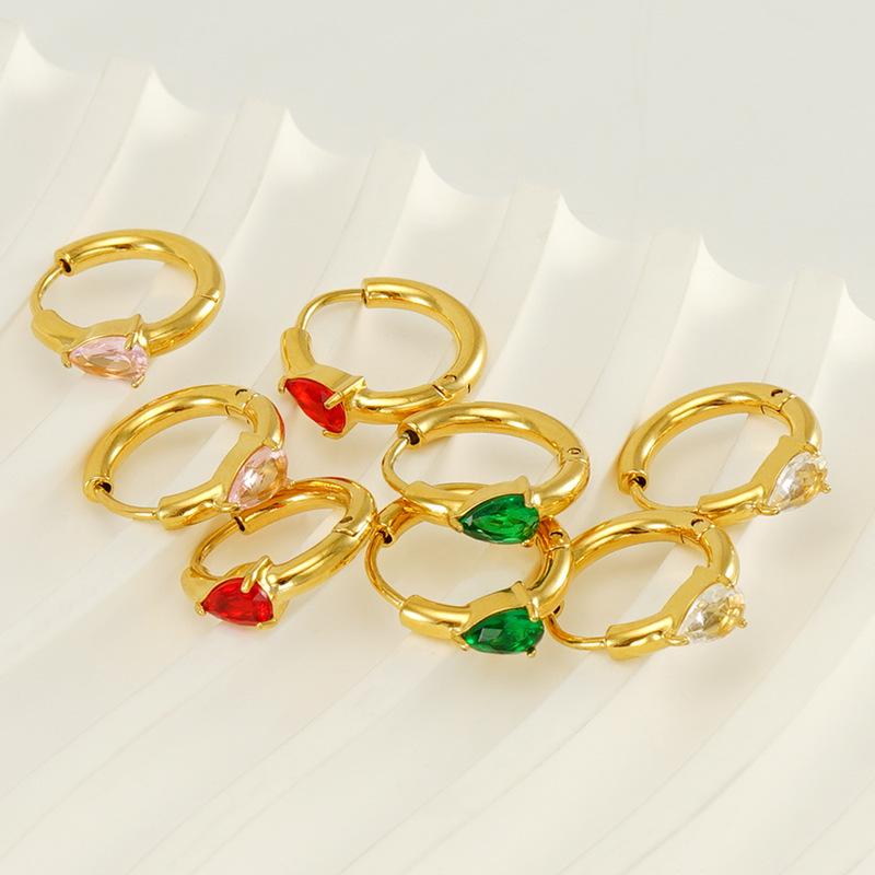 European & American Fashion Luxury Zirconia Water Drop Titanium Steel Hoop Earrings for Women 18K
European & American Fashion Luxury Zirconia Water Drop Titanium Steel Hoop Earrings for Women 18K