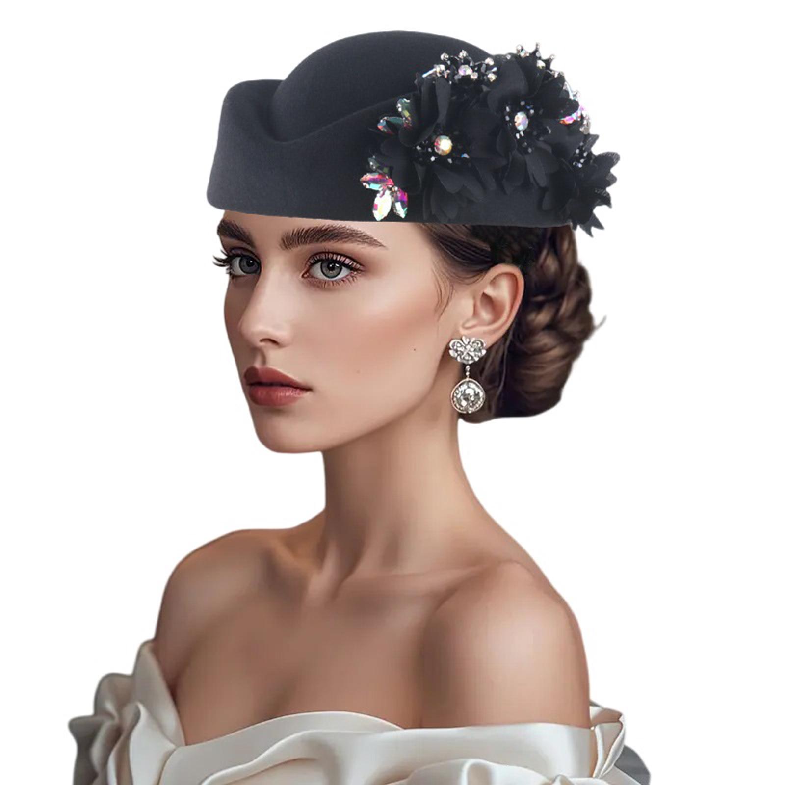Women Pillbox Hat Flowers Vintage British Felt Berets Cap for Church Tea Party Accessory
Women Pillbox Hat Flowers Vintage British Felt Berets Cap for Church Tea Party Accessory