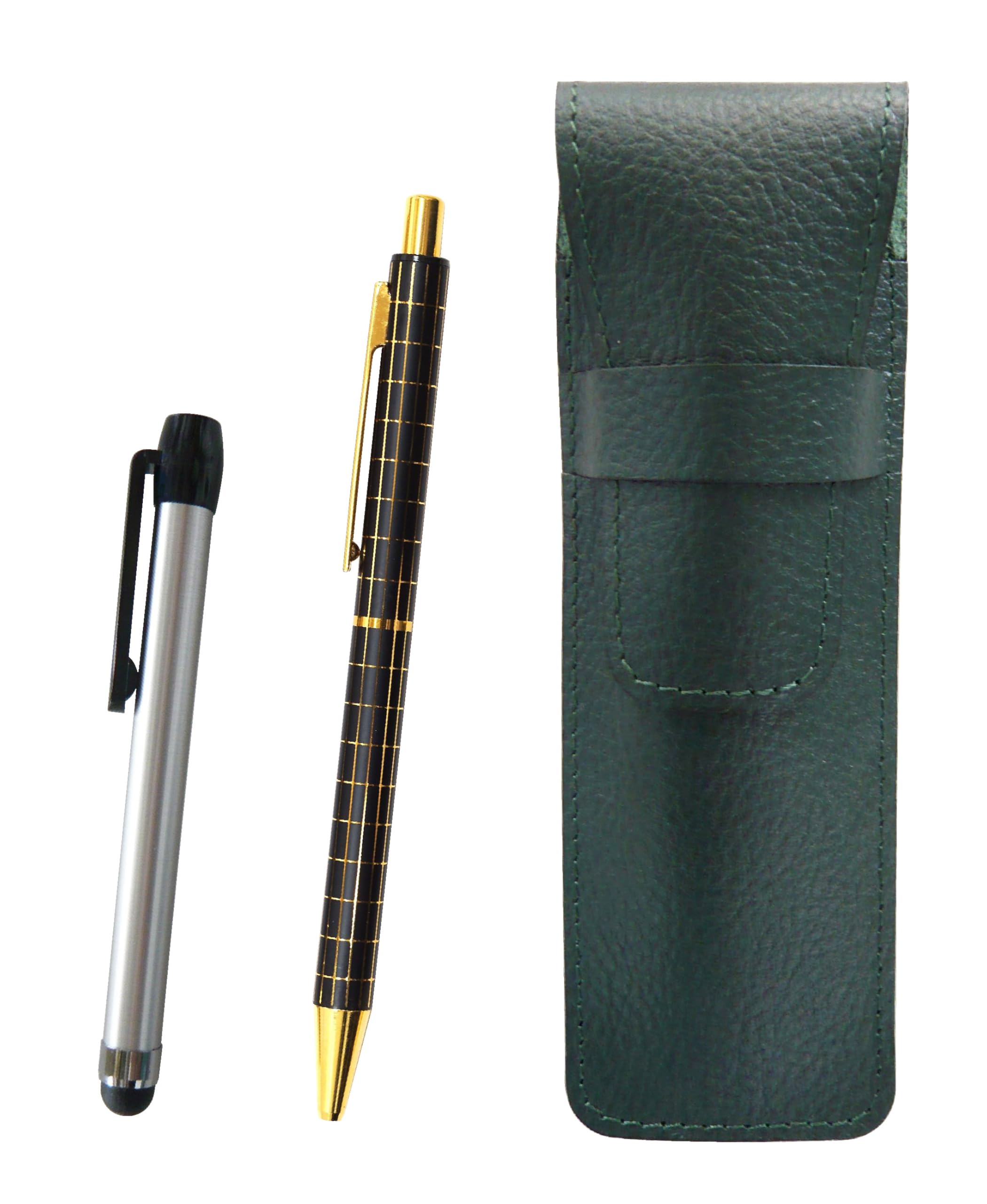 Grained leather pencil case moss green metal touch bar silver and standard size metal straight knock double anodized black lattice ballpoint pen set
Grained leather pencil case moss green metal touch bar silver and standard size metal straight knock double anodized black lattice ballpoint pen set
