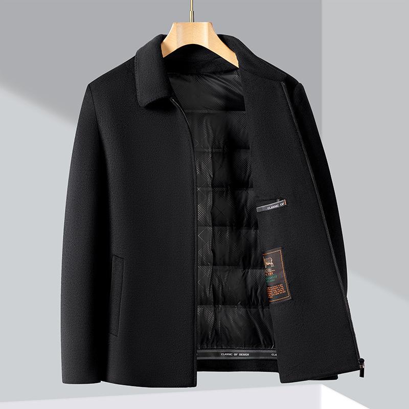 Короткая двусторонняя шерстяная мужская куртка со съемной пуховой подкладкой для людей среднего и пожилого возраста, шерстяная куртка для пап с утолщенными лацканами 195
Короткая двусторонняя шерстяная мужская куртка со съемной пуховой подкладкой для людей среднего и пожилого возраста, шерстяная куртка для пап с утолщенными лацканами 195