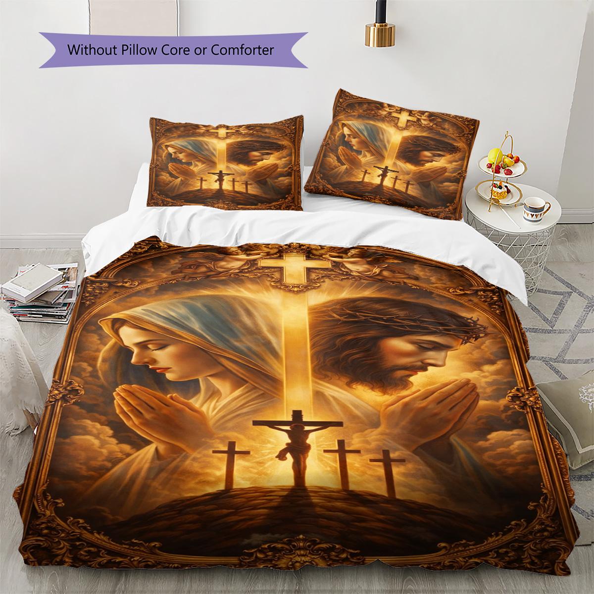 Jesus and Our Lady Pattern Bedding Quilt Set Quilt Cover Pillowcase Home Decoration Birthday Gift (1 * duvet cover + 2 * pillowcase, without core) 135x200cm
Jesus and Our Lady Pattern Bedding Quilt Set Quilt Cover Pillowcase Home Decoration Birthday Gift (1 * duvet cover + 2 * pillowcase, without core) 135x200cm