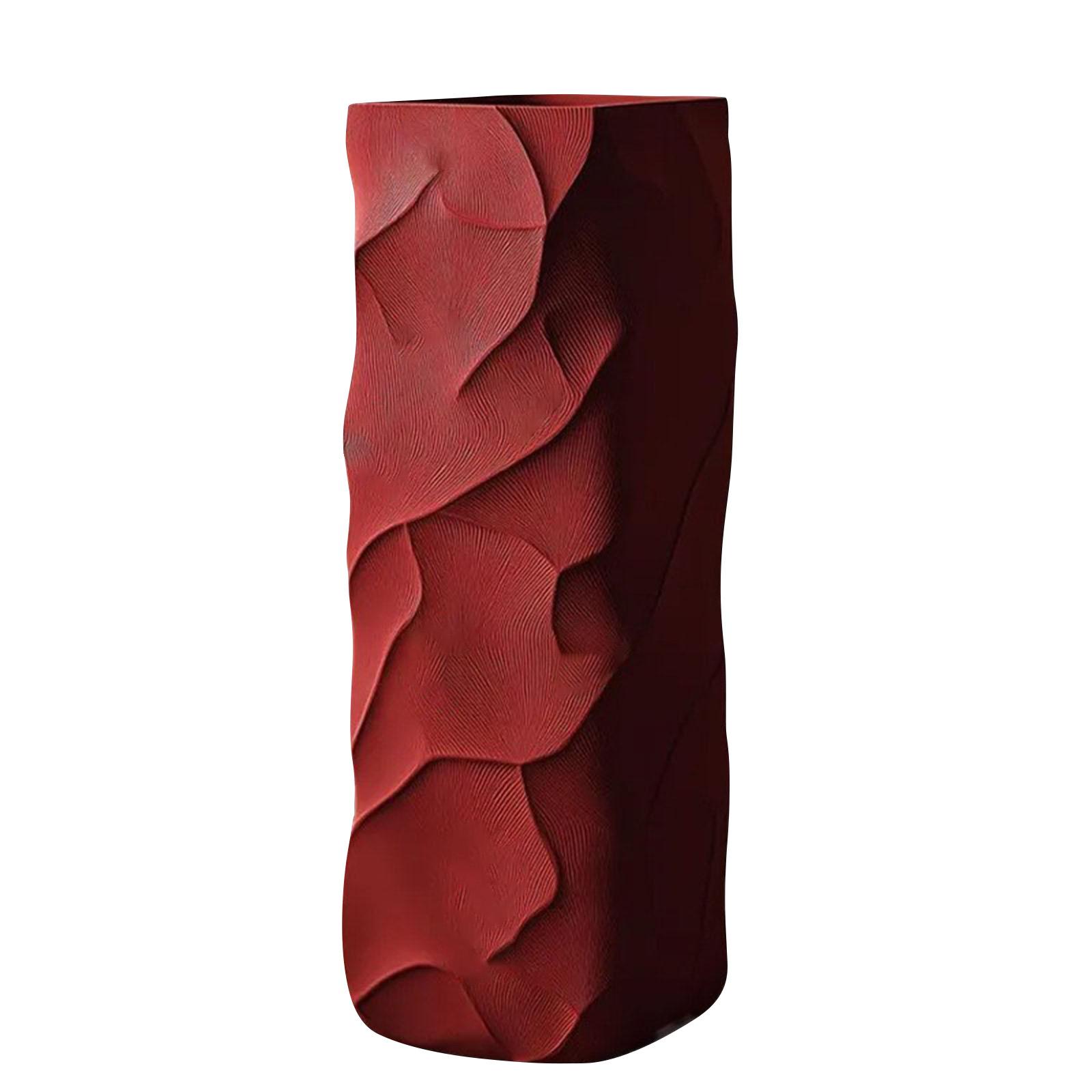 Red Textured Artistic Vase, Unique Wavy Design Decorative Flower Vase For Home Decor, Modern Centerpiece For Living Room/Bedroom, Ideal For Floral Arr One Size
Red Textured Artistic Vase, Unique Wavy Design Decorative Flower Vase For Home Decor, Modern Centerpiece For Living Room/Bedroom, Ideal For Floral Arr One Size