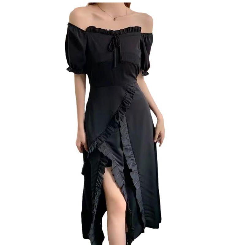 Square Collar Split Dress Summer Plus Size Plus Size Ladies Waist Slimming Flounce Black A- line Dress Black M
Square Collar Split Dress Summer Plus Size Plus Size Ladies Waist Slimming Flounce Black A- line Dress Black M