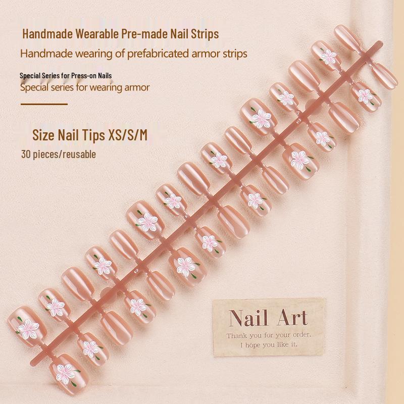 High-End Cat Eye Flower Handmade Short False Nails - Set of 10 Wearable Nail Art Pieces Glue Kit
High-End Cat Eye Flower Handmade Short False Nails - Set of 10 Wearable Nail Art Pieces Glue Kit