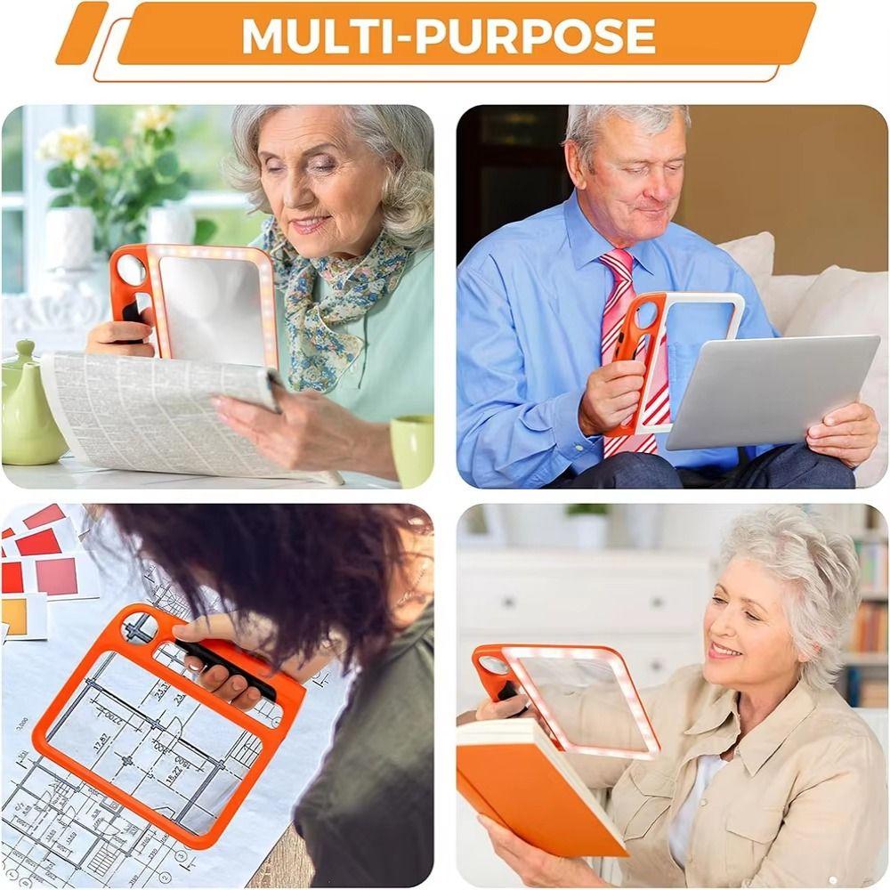48 LED Lights Illumination Handheld Magnifier With 3 Light Mode Reading Magnifier Seniors Reading помаранчевий
48 LED Lights Illumination Handheld Magnifier With 3 Light Mode Reading Magnifier Seniors Reading помаранчевий