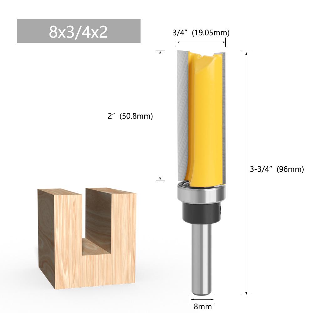 Набор из 4 фрез для заподлицо: Шаблон и прямые фрезы для деревообработки с подшипниками
Набор из 4 фрез для заподлицо: Шаблон и прямые фрезы для деревообработки с подшипниками