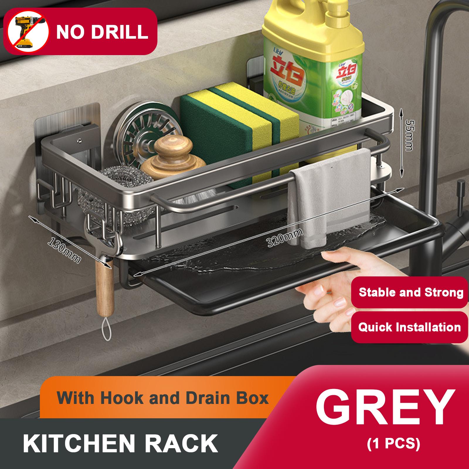 Kitchen Sink Drain Rack With Tray Aluminum Sink Shelf Soap Sponge Holder Dishcloth Towel Rack filter basket 1-tier
Kitchen Sink Drain Rack With Tray Aluminum Sink Shelf Soap Sponge Holder Dishcloth Towel Rack filter basket 1-tier