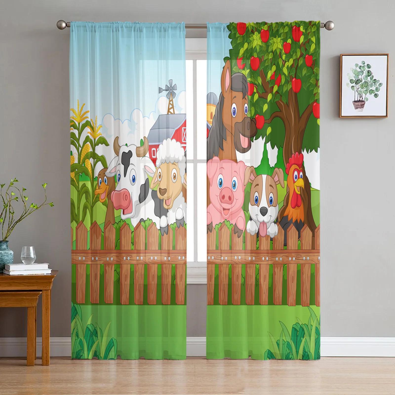 Cartoon Animals Farm Sheer Curtains Living Room Window Tulle Curtains For Bedroom Kitchen Home Decoration Voile Drapes W135 x H115cm x1&Rod Pocket
Cartoon Animals Farm Sheer Curtains Living Room Window Tulle Curtains For Bedroom Kitchen Home Decoration Voile Drapes W135 x H115cm x1&Rod Pocket