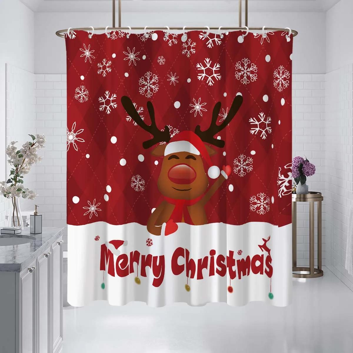 JY011 180x180cm Christmas themed red checkered reindeer Santa Claus printed shower curtain partition bathroom 180x180cm
JY011 180x180cm Christmas themed red checkered reindeer Santa Claus printed shower curtain partition bathroom 180x180cm