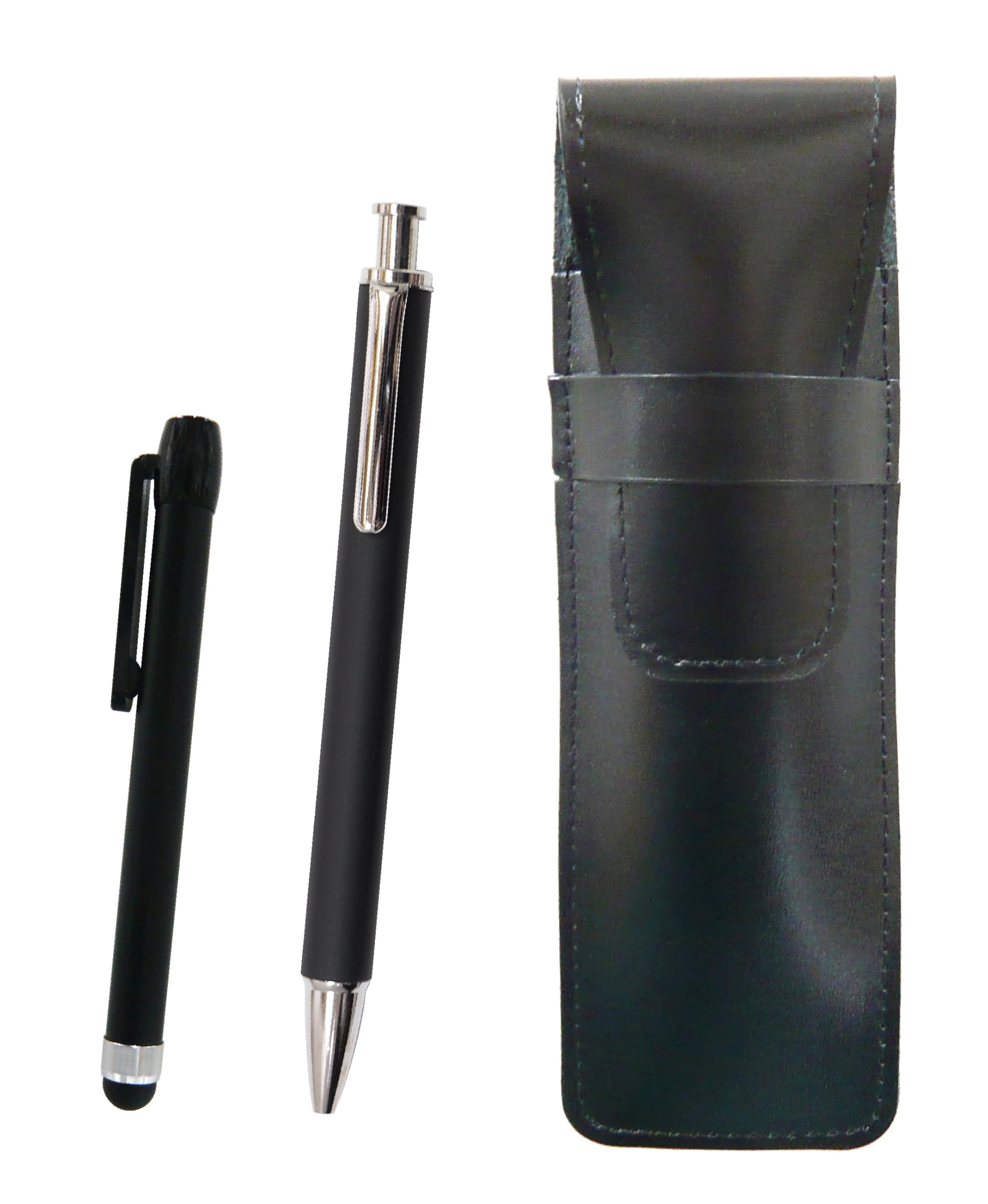 Slim Cowhide Pencil Case Black Metal Touch Bar Black and Extruded Rubber Shaft Brass Knock Ballpoint Pen Set Black ASB-ALB-HS301B
Slim Cowhide Pencil Case Black Metal Touch Bar Black and Extruded Rubber Shaft Brass Knock Ballpoint Pen Set Black ASB-ALB-HS301B