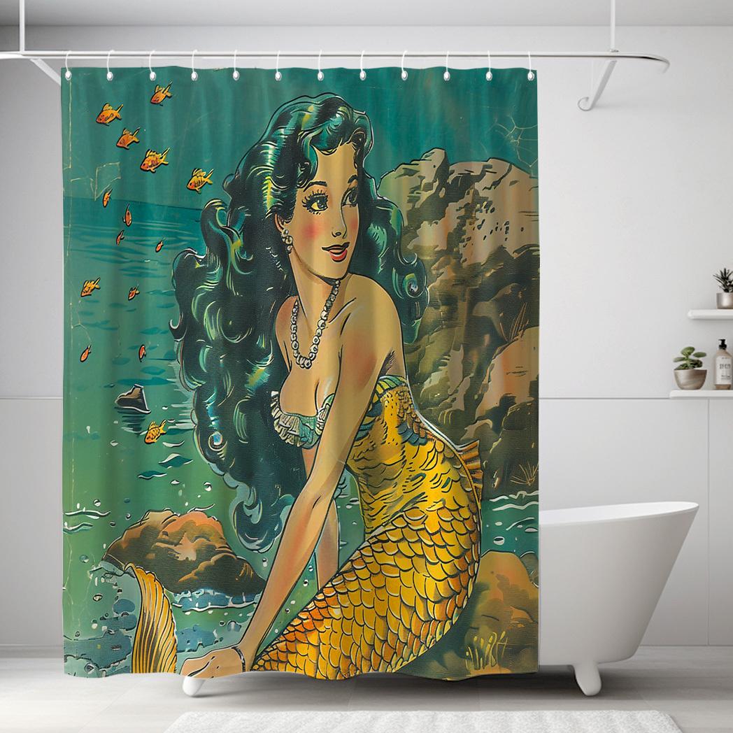 Mermaid Elements Shower Curtain - Ocean Printed Pattern, Digital Printing Polyester, Bathroom Decor W60H190(CM)-1 Pcs
Mermaid Elements Shower Curtain - Ocean Printed Pattern, Digital Printing Polyester, Bathroom Decor W60H190(CM)-1 Pcs