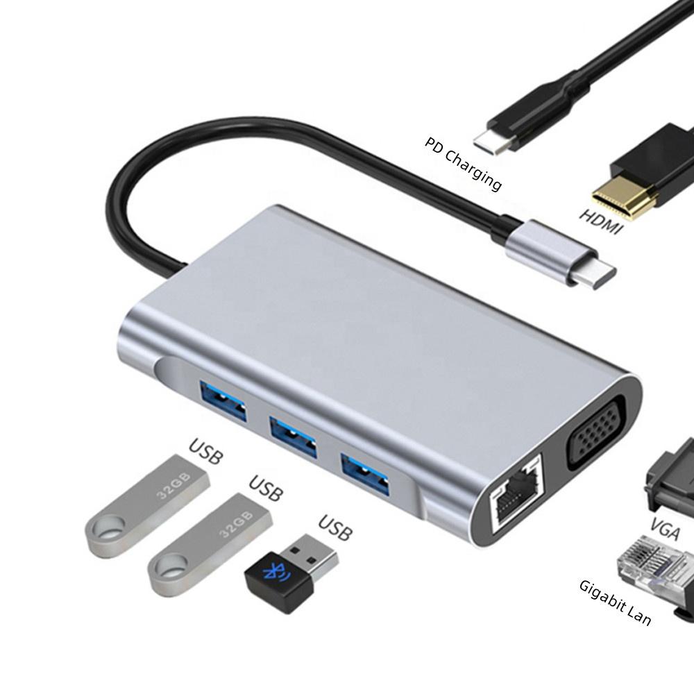 7 in 1 USB Type C Adapter Hub Dock with 3 USB 3.0 Ports HDMI VGA Gigabit Ethernet and PD Charging for Macbook Pro , IPad Pro Etc
7 in 1 USB Type C Adapter Hub Dock with 3 USB 3.0 Ports HDMI VGA Gigabit Ethernet and PD Charging for Macbook Pro , IPad Pro Etc