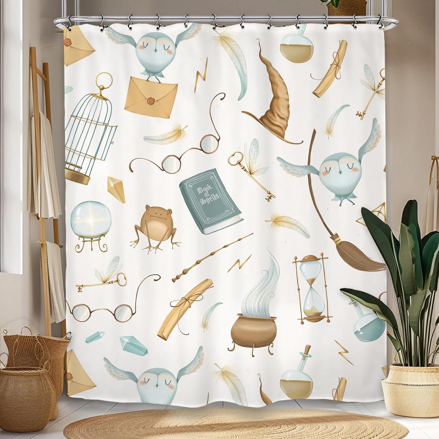 Kids Witchy Magical Shower Curtain Cute Book Hat Wizard Mysterious Boys Girls Skull Owl Spooky Horror Bathroom Set Accessories W60H190(CM)-1 Pcs
Kids Witchy Magical Shower Curtain Cute Book Hat Wizard Mysterious Boys Girls Skull Owl Spooky Horror Bathroom Set Accessories W60H190(CM)-1 Pcs