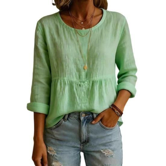 Women Tops Long Sleeve Round Neck Loose Fit Pullover Tops with Pleated Hem Pure Color Spring Summer Casual Shirt S светло-зеленый
Women Tops Long Sleeve Round Neck Loose Fit Pullover Tops with Pleated Hem Pure Color Spring Summer Casual Shirt S светло-зеленый
