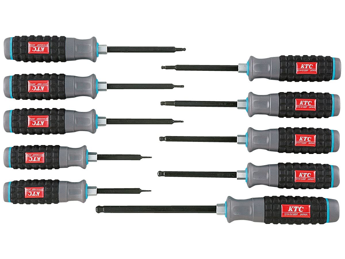 Kyoto Machinery Tools Resin Pattern Ball Point Hexagon Driver Set 10 Pieces TD1HBP10B (KTC)
Kyoto Machinery Tools Resin Pattern Ball Point Hexagon Driver Set 10 Pieces TD1HBP10B (KTC)