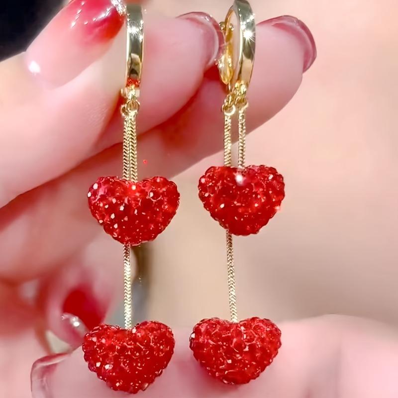 Elegant Luxury Heart-Shaped Dangle Earrings Jewelry Accessory for Women Daily Wear & Gift-Giving Valentine S Day Present
Elegant Luxury Heart-Shaped Dangle Earrings Jewelry Accessory for Women Daily Wear & Gift-Giving Valentine S Day Present