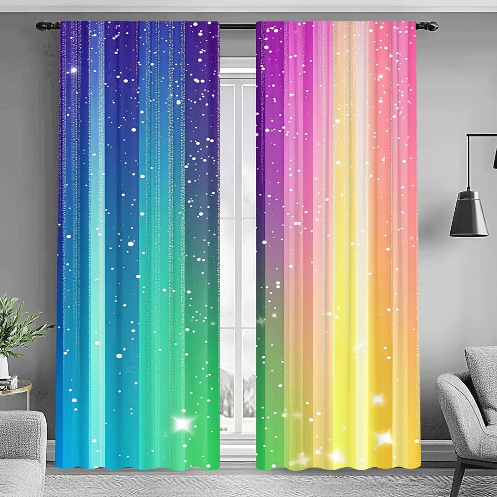 Set Of 2 Elegant Starlit Rainbow Door Curtains Fresh Print Home Bedroom Living Room Decor Soft Design Curtain With Light Filtering Polyester Perfect W100*H70(CM)-Rod Pocket&1PCS
Set Of 2 Elegant Starlit Rainbow Door Curtains Fresh Print Home Bedroom Living Room Decor Soft Design Curtain With Light Filtering Polyester Perfect W100*H70(CM)-Rod Pocket&1PCS