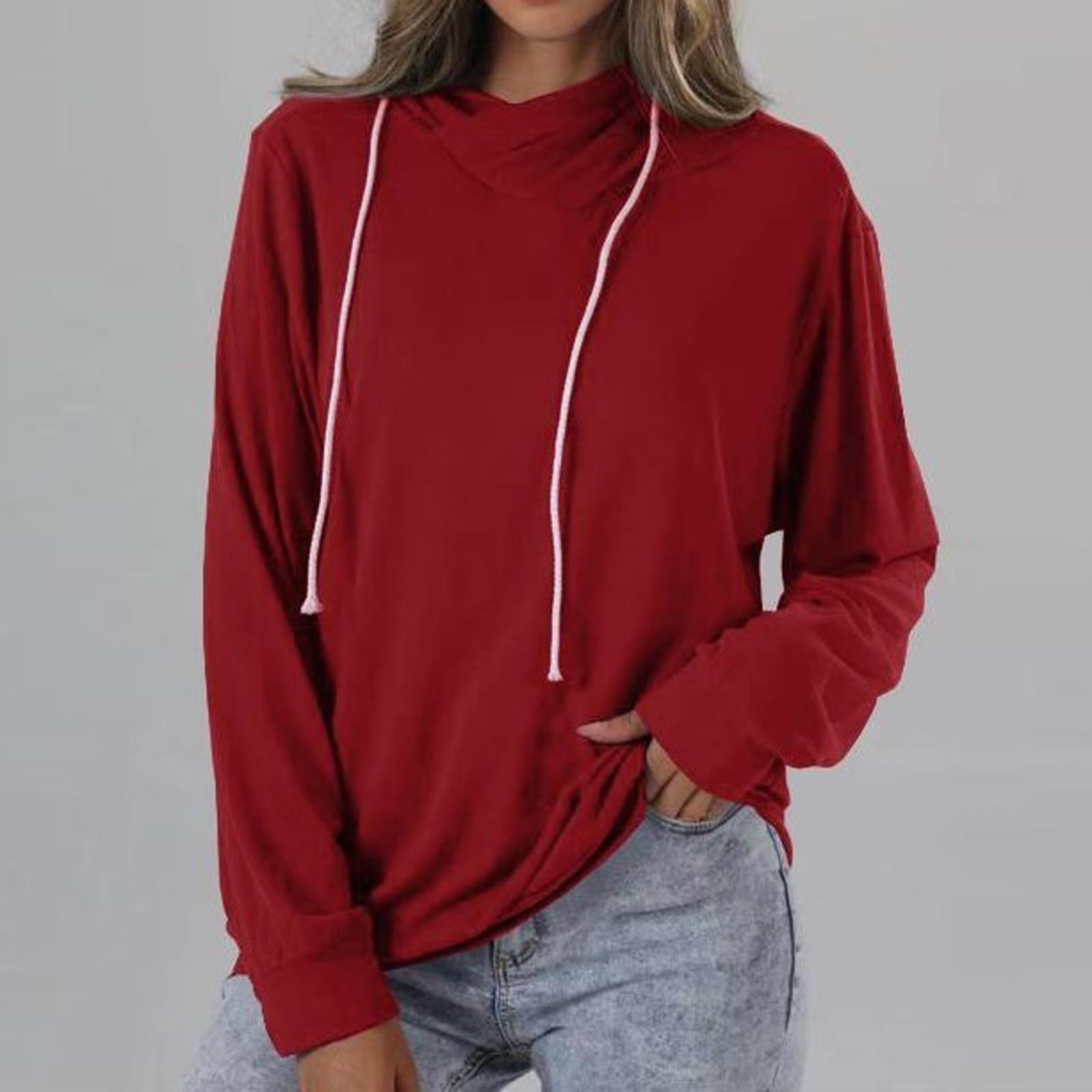 Женская мода с длинным рукавом, легкая однотонная толстовка с капюшоном и шнурком XL винный
Женская мода с длинным рукавом, легкая однотонная толстовка с капюшоном и шнурком XL винный