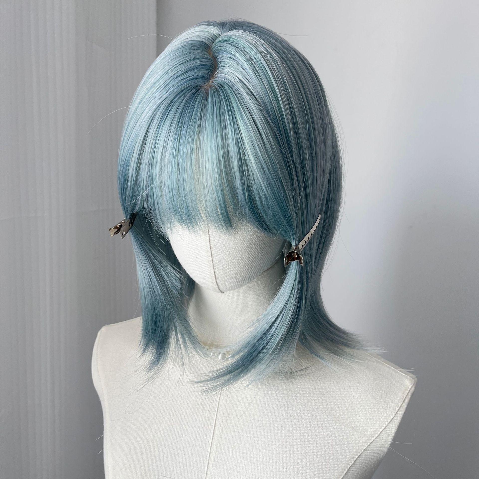 Misty Blue The Wig Features A Mullet Hairstyle Wolf Tail Hairstyle Straight Bangs Collarbone Hair Wig Natural Grayish-blue Color (as the picture,1pc)
Misty Blue The Wig Features A Mullet Hairstyle Wolf Tail Hairstyle Straight Bangs Collarbone Hair Wig Natural Grayish-blue Color (as the picture,1pc)