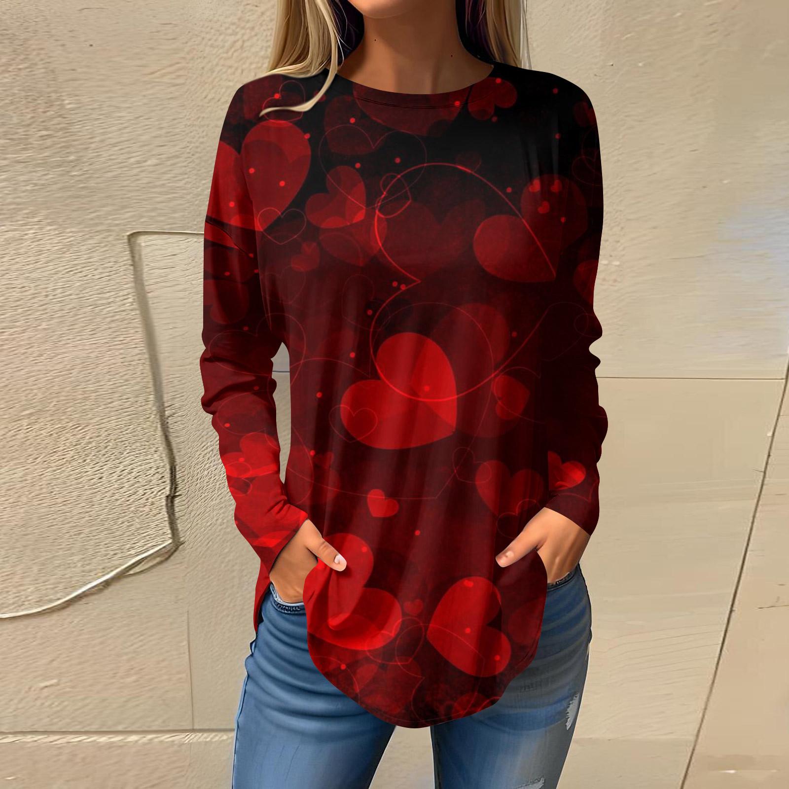 Футболки для женщин, повседневные рубашки с длинным рукавом на осень, толстовка с принтом ко Дню святого Валентина, топ, пуловер XXXL винный
Футболки для женщин, повседневные рубашки с длинным рукавом на осень, толстовка с принтом ко Дню святого Валентина, топ, пуловер XXXL винный