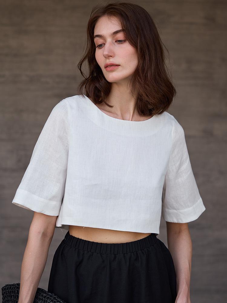 Летний льняной топ с круглым вырезом и рукавами средней длины для европейско-американских женщин: Повседневная крутая футболка Small
Летний льняной топ с круглым вырезом и рукавами средней длины для европейско-американских женщин: Повседневная крутая футболка Small