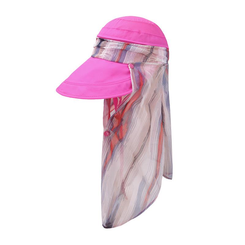 Летняя женская солнцезащитная шляпа, с большими полями, защита от УФ-лучей с шалью, шляпа-ведро, для сбора чая, фермерская солнцезащитная шляпа One size розы красного