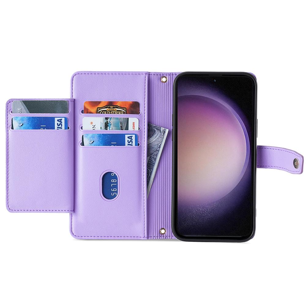 Zipper Pocket Phone Case for Samsung Galaxy S23 Card Slots Stand PU Leather Phone Cover with Straps Purple
Zipper Pocket Phone Case for Samsung Galaxy S23 Card Slots Stand PU Leather Phone Cover with Straps Purple