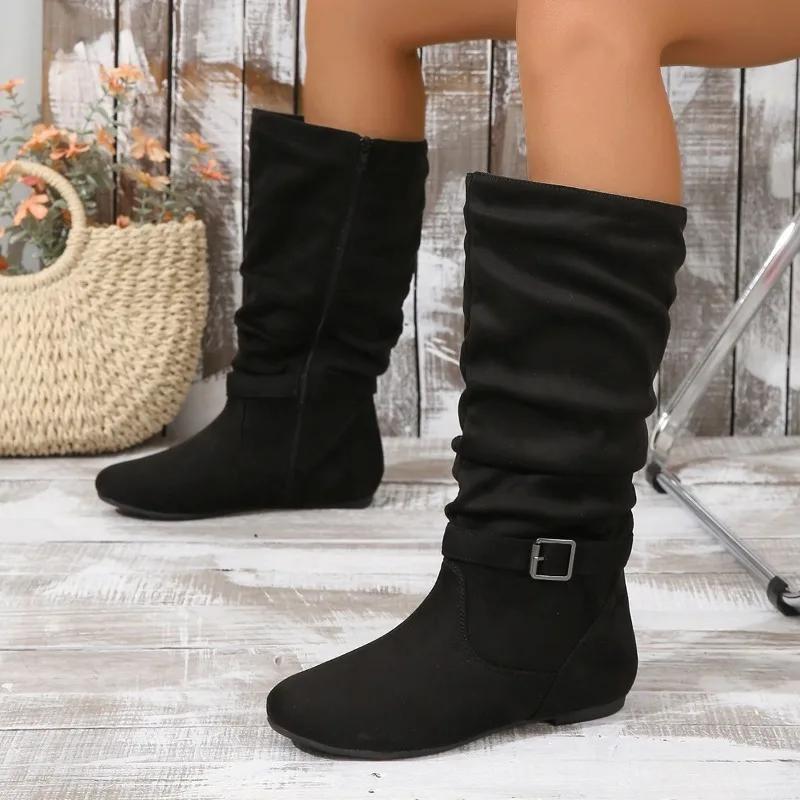 2024 Women s Shoes Side Zip Knee-High Women s Boots Retro Daily Boots Women Belt Buckle Pleated Round Toe Flat with Shoes Ladies
2024 Women s Shoes Side Zip Knee-High Women s Boots Retro Daily Boots Women Belt Buckle Pleated Round Toe Flat with Shoes Ladies