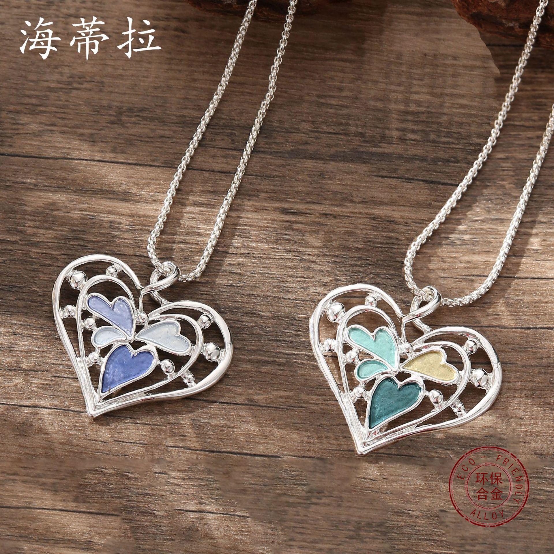 New color painting oil hollow love pendant, simple and high-end heart-to-heart women s necklace
New color painting oil hollow love pendant, simple and high-end heart-to-heart women s necklace