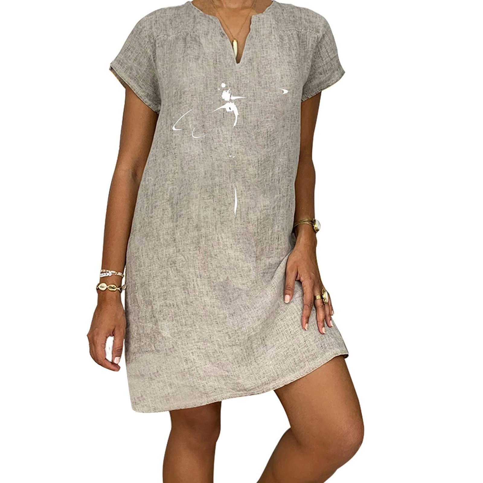 Women s Fashion Printed Loose Leisure V-collar Short Sleeve Summer Dresses L
Women s Fashion Printed Loose Leisure V-collar Short Sleeve Summer Dresses L
