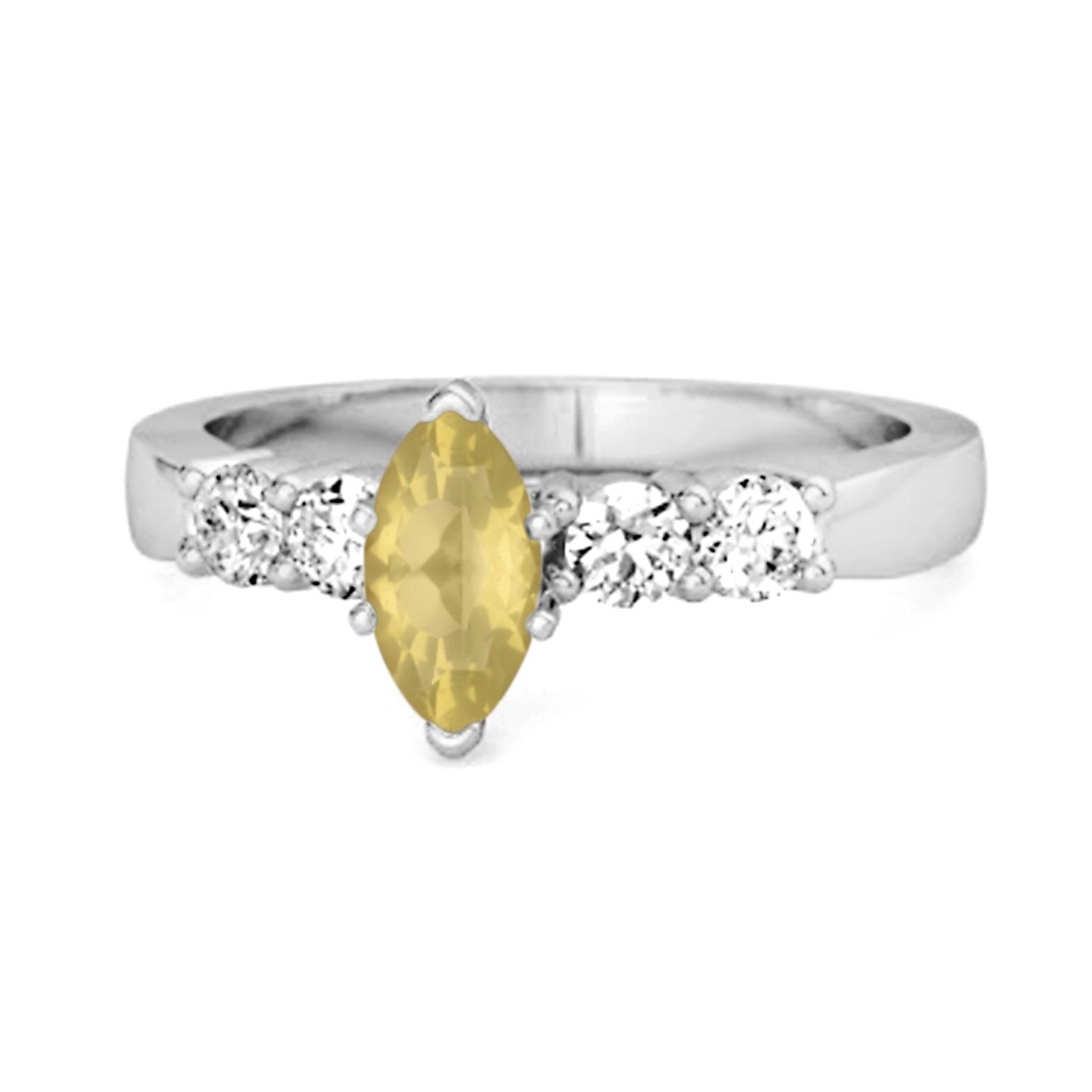 Lemon Quartz Tapered Five-Stone Ring - 925 Sterling Silver 8.5 біле золото кольору
Lemon Quartz Tapered Five-Stone Ring - 925 Sterling Silver 8.5 біле золото кольору