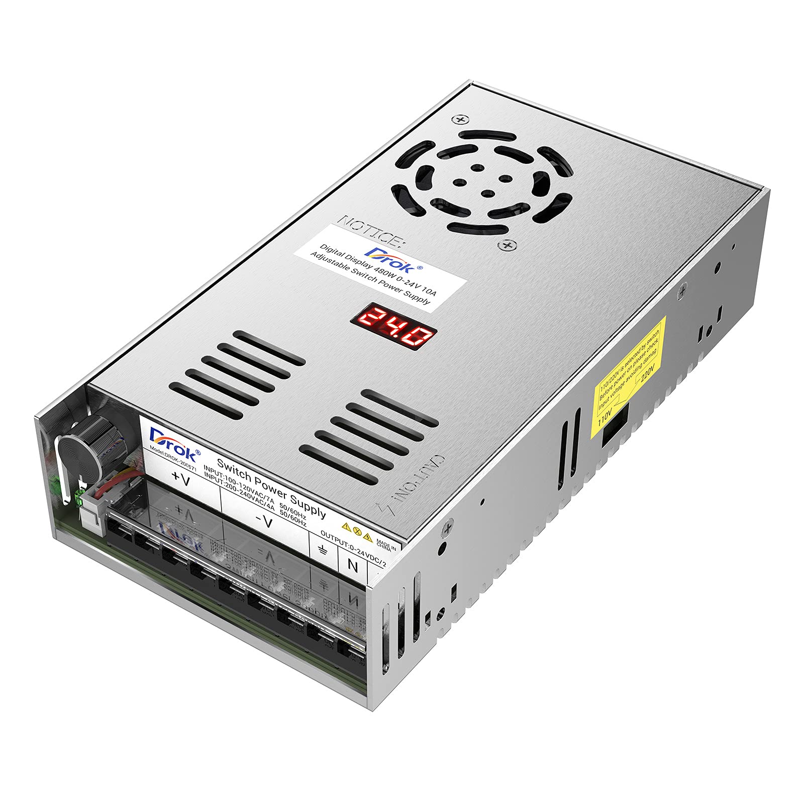 DROK Імпульсний блок живлення AC DC 20A 480W Регульований по напрузі Стабілізований блок живлення Перетворювач постійного струму Захист від перевантаження по напрузі Вентилятор для розсіювання тепла
DROK Імпульсний блок живлення AC DC 20A 480W Регульований по напрузі Стабілізований блок живлення Перетворювач постійного струму Захист від перевантаження по напрузі Вентилятор для розсіювання тепла