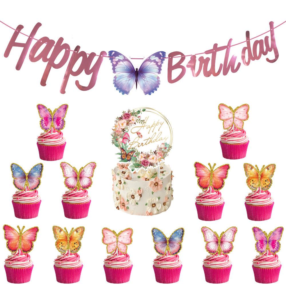Colorful Butterfly Birthday PartySet Happy Birthday Monograph Pull Flag Butterfly Cake Wedding Holiday Anniversary Decor Placard
Colorful Butterfly Birthday PartySet Happy Birthday Monograph Pull Flag Butterfly Cake Wedding Holiday Anniversary Decor Placard