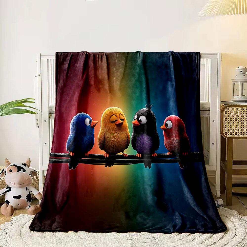 Four colorful birds sitting on a wire against a vibrant gradient background. for all seasons blanket lunch break throw gift 80cm x 120cm
Four colorful birds sitting on a wire against a vibrant gradient background. for all seasons blanket lunch break throw gift 80cm x 120cm