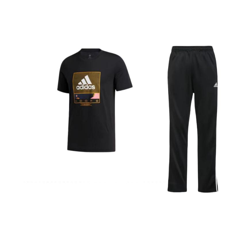 Adidas Sports Lifestyle Series Basketball Printed Pullover Short Sleeve Top Mid Waist Long Pants Casual Sports Set Men sets Black TR30PR-BW+GE4513 S 
Adidas Sports Lifestyle Series Basketball Printed Pullover Short Sleeve Top Mid Waist Long Pants Casual Sports Set Men sets Black TR30PR-BW+GE4513 S