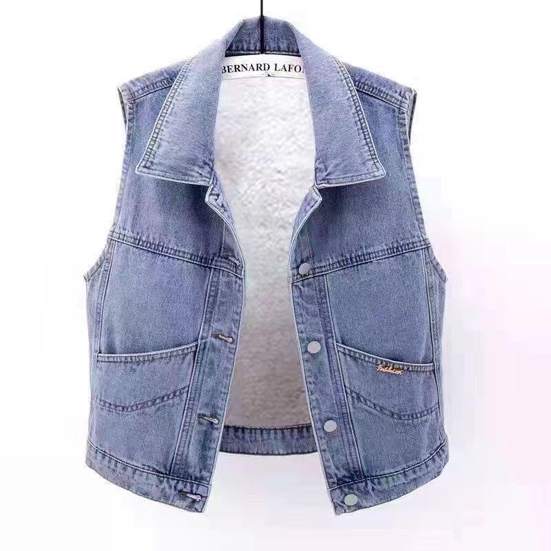 Women s Short Lamb Wool & Velvet Lined Denim Vest for Autumn/Winter S 95 jin
Women s Short Lamb Wool & Velvet Lined Denim Vest for Autumn/Winter S 95 jin