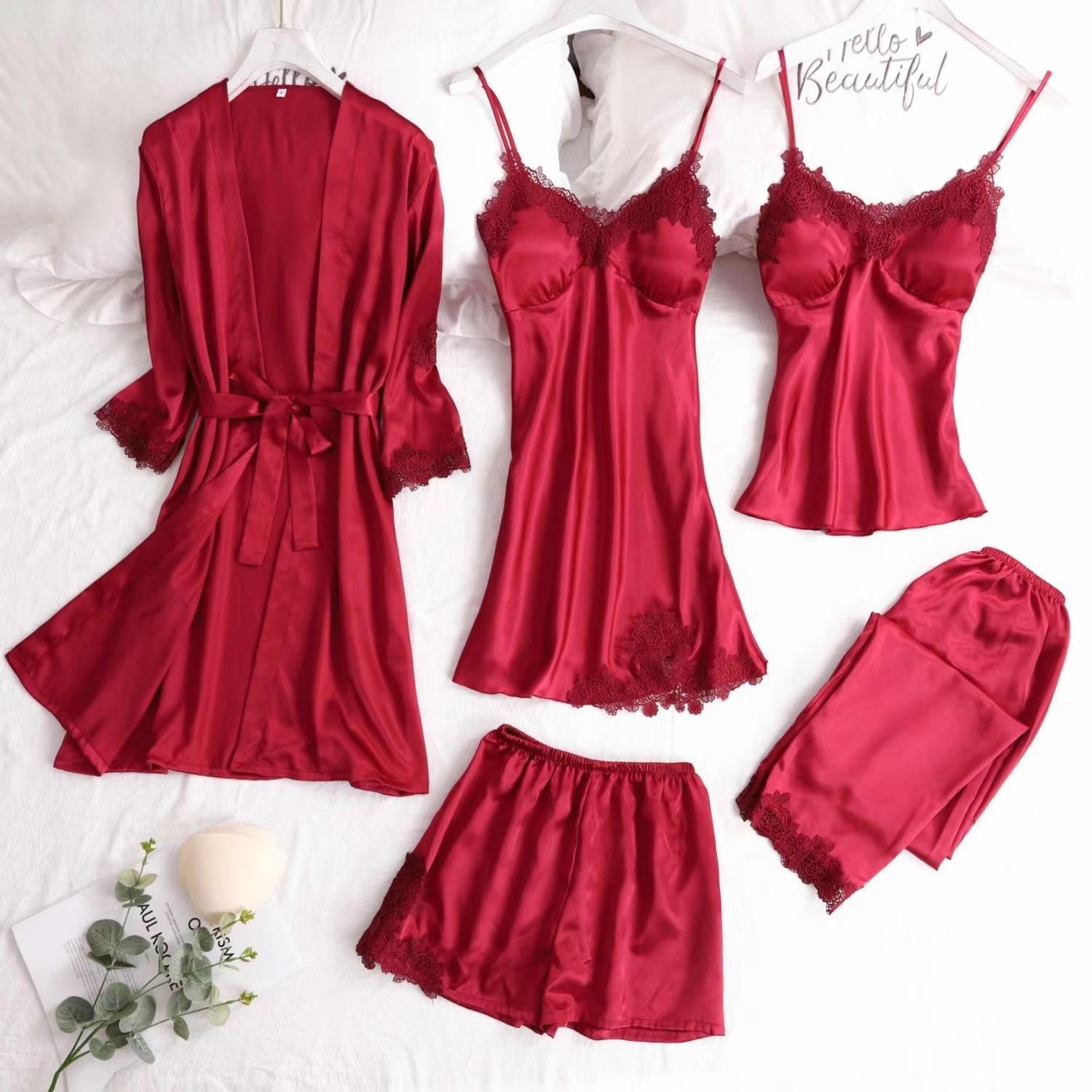 Silk Lace Summer Pajamas Set for Women with Chest Pad and Water-Soluble Floral Design XXL
Silk Lace Summer Pajamas Set for Women with Chest Pad and Water-Soluble Floral Design XXL