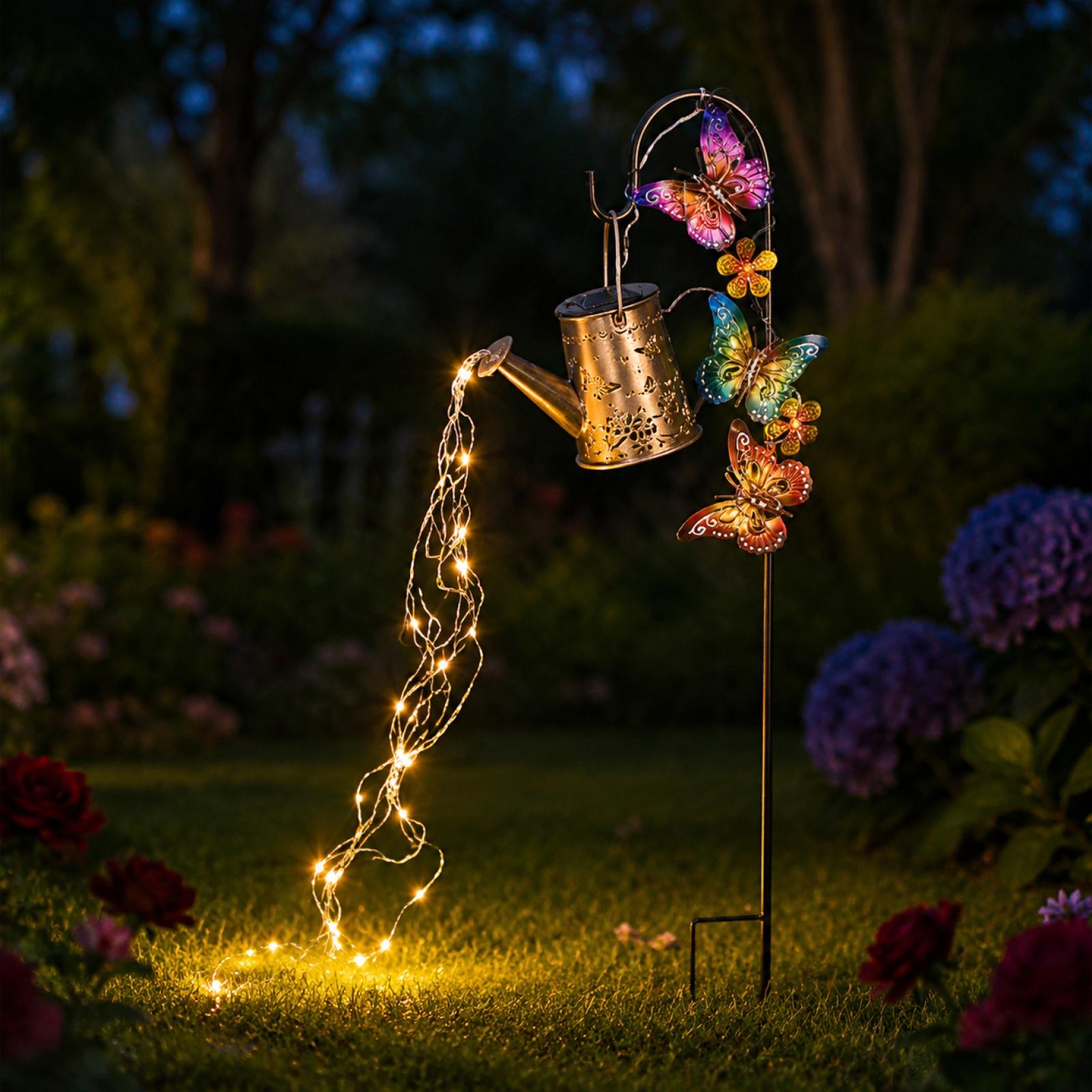 Solar Powered Butterfly Garden Stake Watering Can Lantern Outdoor Decorative Yard Light with Hanging Hook for Pathway Patio Lawn one size
Solar Powered Butterfly Garden Stake Watering Can Lantern Outdoor Decorative Yard Light with Hanging Hook for Pathway Patio Lawn one size