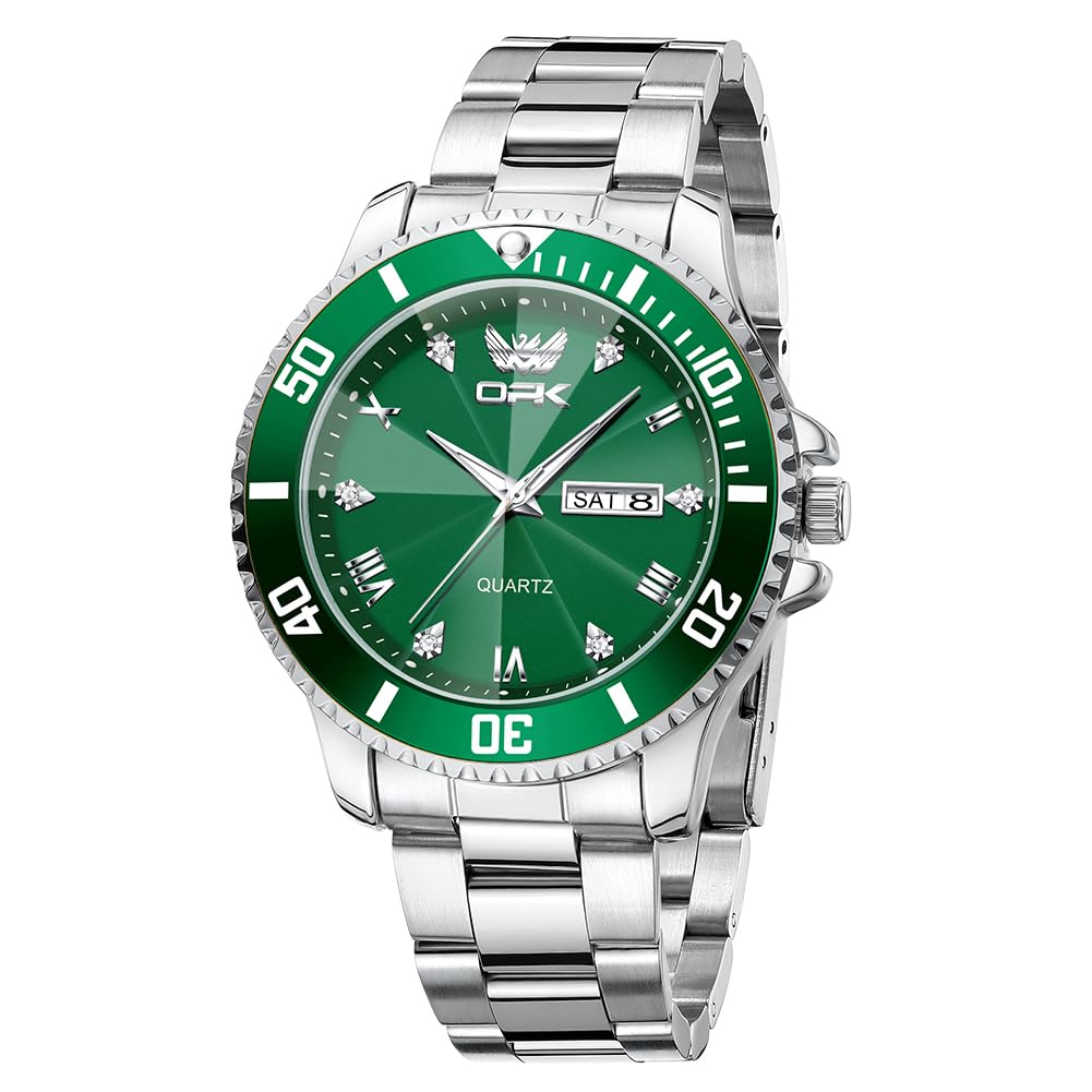 OPK Watch for Men Quartz Watch Stainless Steel Band Fashion Cool Date Waterproof Luminous Date Watch for men Green
OPK Watch for Men Quartz Watch Stainless Steel Band Fashion Cool Date Waterproof Luminous Date Watch for men Green