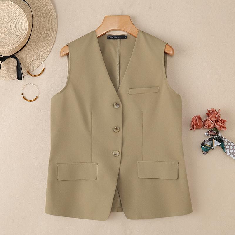 ZANZEA Женский повседневный кардиган-жилет без рукавов с V-образным вырезом свободного кроя 5XL хаки
ZANZEA Женский повседневный кардиган-жилет без рукавов с V-образным вырезом свободного кроя 5XL хаки