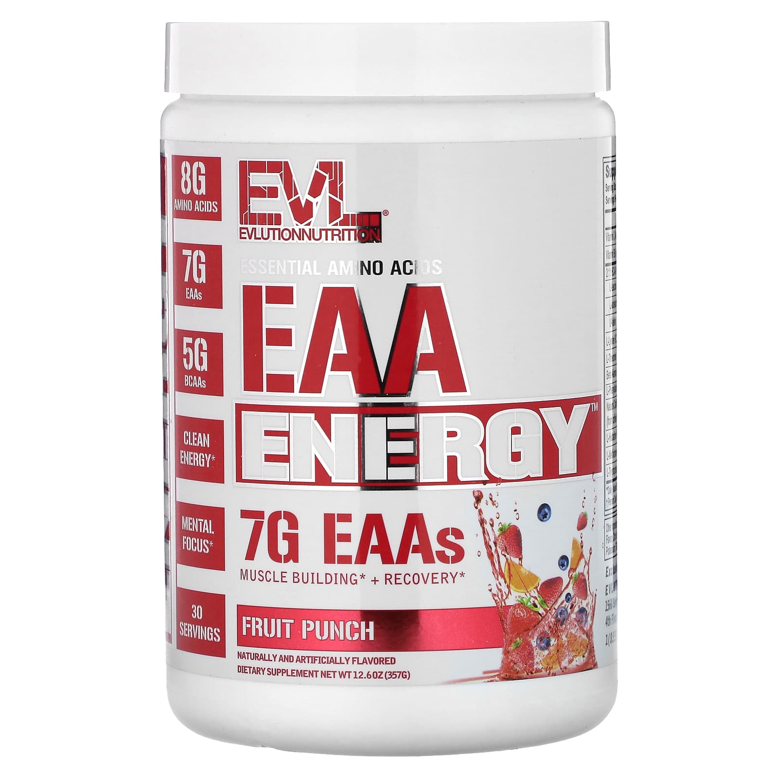 EVLution Nutrition, Незамінні амінокислоти, EAA Energy, Смак фруктового пуншу, 12,6 унції (357 г)
EVLution Nutrition, Незамінні амінокислоти, EAA Energy, Смак фруктового пуншу, 12,6 унції (357 г)