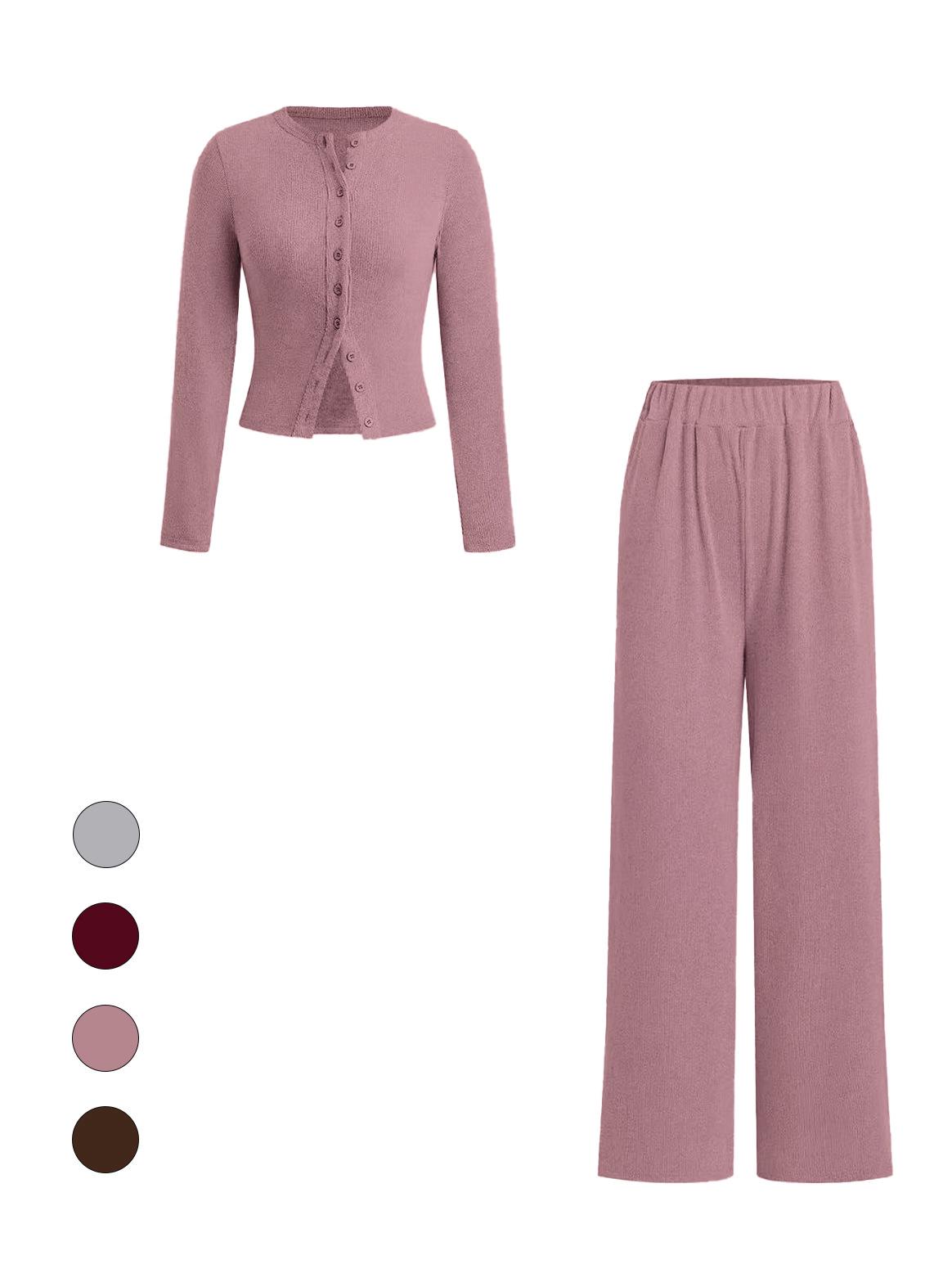 Women s Slim Fit Long Sleeve Button Cardigan & Straight Leg Pants Suit S рожевий
Women s Slim Fit Long Sleeve Button Cardigan & Straight Leg Pants Suit S рожевий