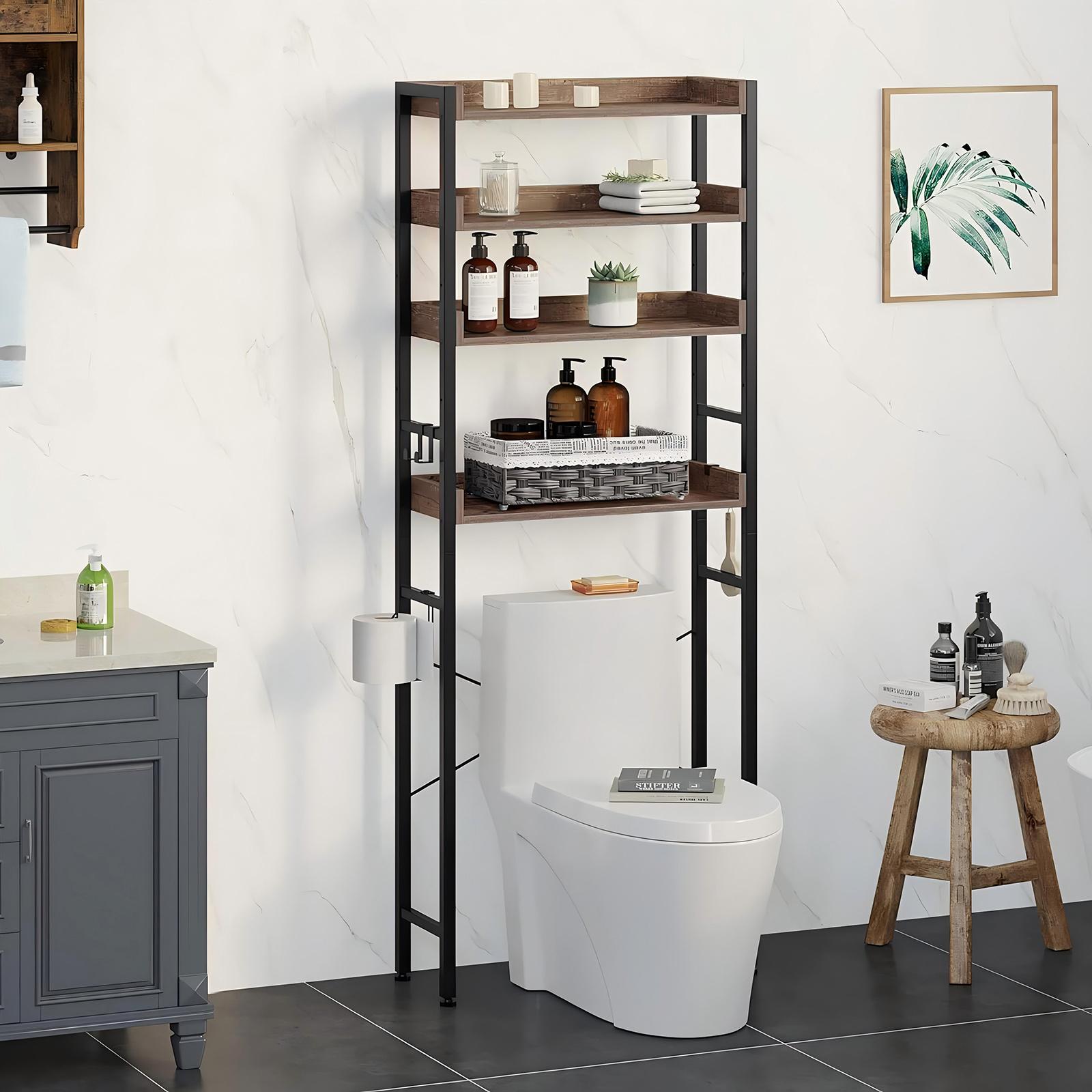 4-Tier Over-The-Toilet Storage Rack Freestanding Bathroom Organizer Freestanding Space Saver Toilet Stand with 4 Hooks чорний
4-Tier Over-The-Toilet Storage Rack Freestanding Bathroom Organizer Freestanding Space Saver Toilet Stand with 4 Hooks чорний