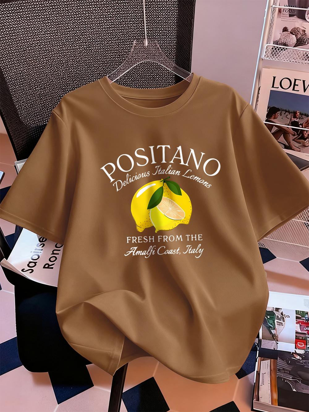 Positano Fresh Lemon Prints TShirt Women Cotton Summer Short Sleeve Tops Comfortable Loose ONeck T Shirt Casual Womans Clothes S
Positano Fresh Lemon Prints TShirt Women Cotton Summer Short Sleeve Tops Comfortable Loose ONeck T Shirt Casual Womans Clothes S