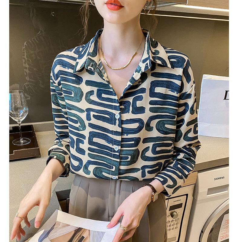 Spring Autumn Geometric Pattern Shirt Long Sleeve Printed Chiffon Shirt for Women XL темно-зелений колір
Spring Autumn Geometric Pattern Shirt Long Sleeve Printed Chiffon Shirt for Women XL темно-зелений колір