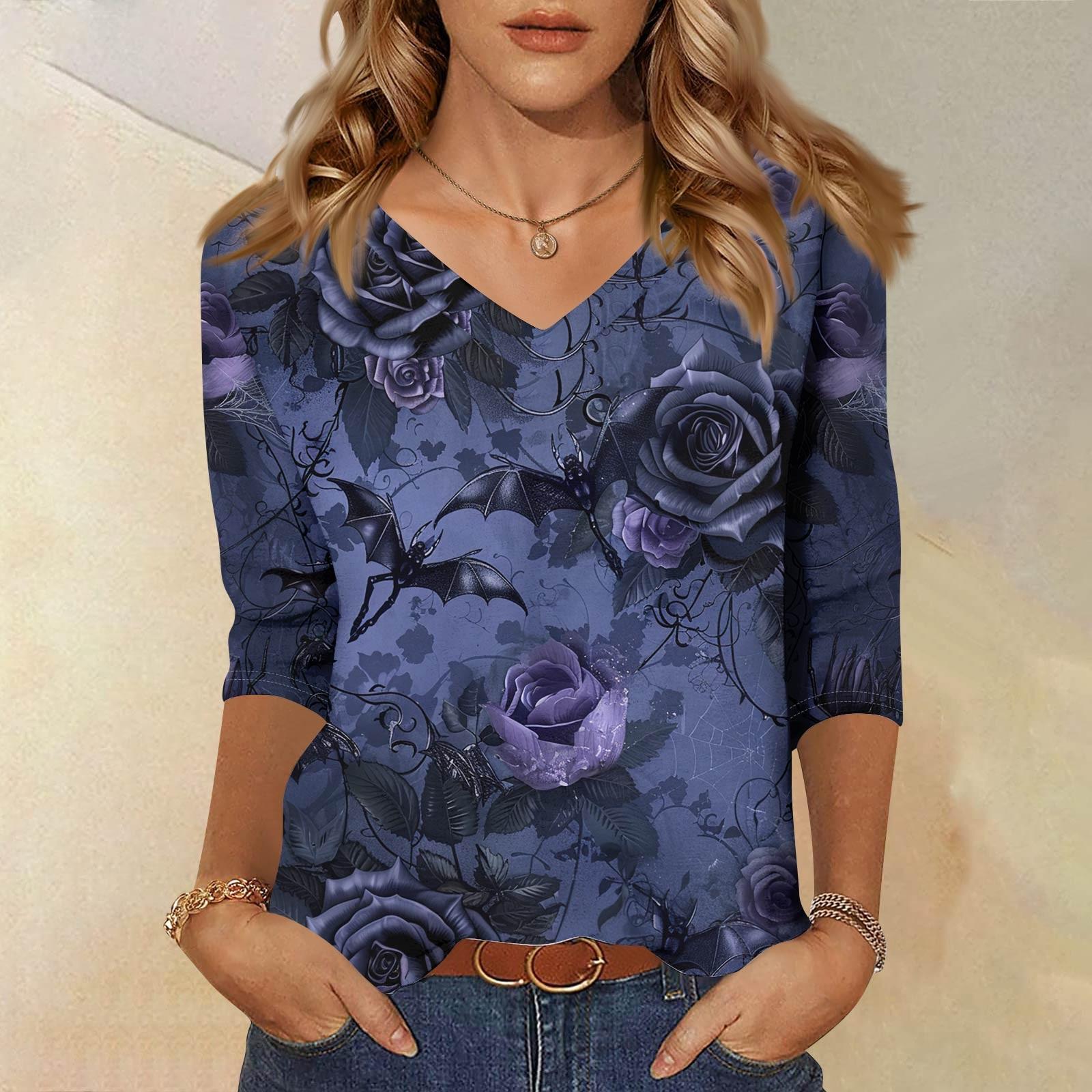 Женские топы Рубашка с рукавом три четверти V-образный вырез Свободная повседневная рубашка Футболка с принтом XXXL фиолетовый
Женские топы Рубашка с рукавом три четверти V-образный вырез Свободная повседневная рубашка Футболка с принтом XXXL фиолетовый