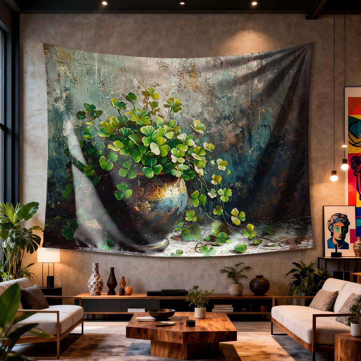 Potted clover plant Digital printing polyester wall tapestry suitable for use in living rooms bedrooms offices bars party 74x94cm(29x37in)
Potted clover plant Digital printing polyester wall tapestry suitable for use in living rooms bedrooms offices bars party 74x94cm(29x37in)